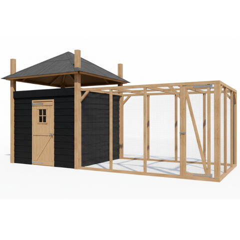 Kippenhok hooiberg bouwpakket An XL met ren - 615x330x350cm