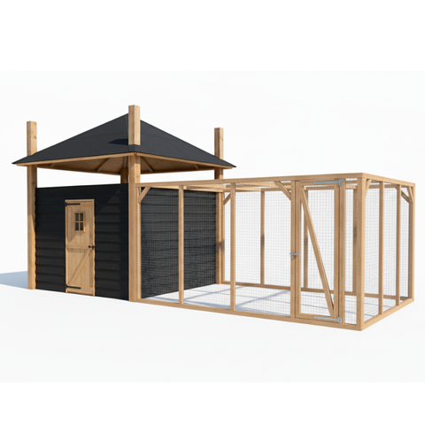 Kippenhok hooiberg bouwpakket An XL met ren - 615x330x350cm