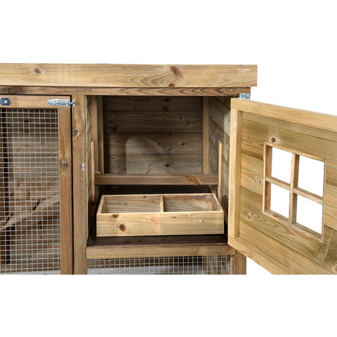 Kippenhok_Daisy_Voldux_onderhoudsvrij_geimpregneerd_hout_duurzaam_vlucht_zitstok_2deuren_1verdieping_vogels_gaas_deuropening_Binnenkant_voeding_Kippenhok_Daisy