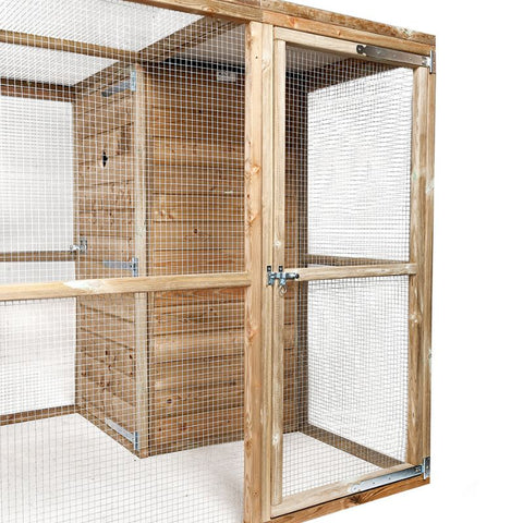 Houten Volière Iris Glorenza met Nachthok  - 448x179x183cm