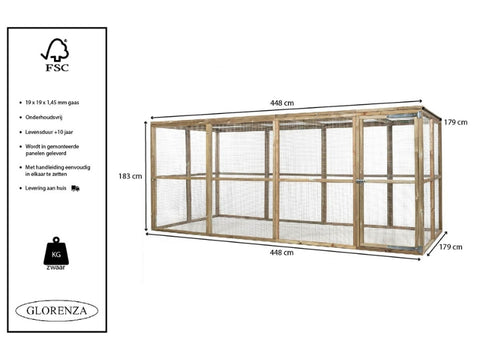 Houten kippenren Hugo Glorenza - vanaf 121x179x183cm