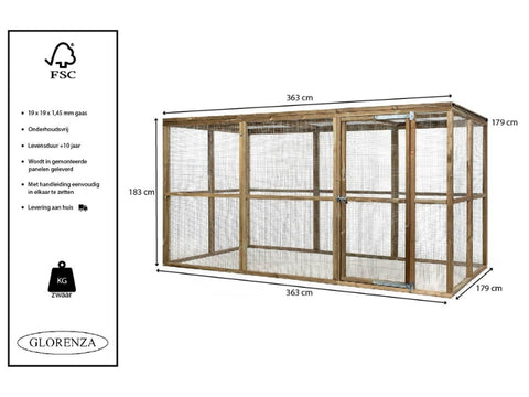 Houten kippenren Hugo Glorenza - vanaf 121x179x183cm