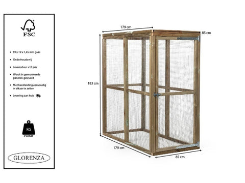 Houten kippenren Wim Glorenza - 85x179x183cm