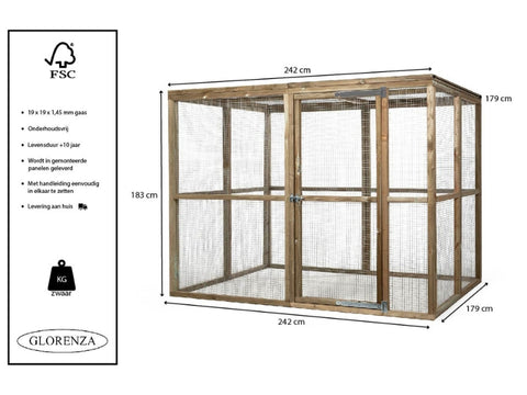 Houten kippenren Hugo Glorenza - vanaf 121x179x183cm