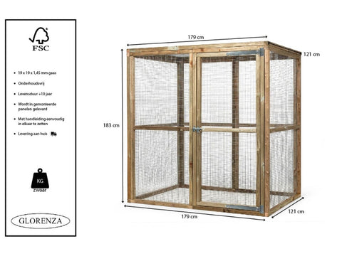 Houten kippenren Ruben Glorenza - 179x121x183cm