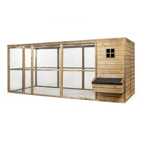 Houten kippenren Luuk XL Glorenza met groot Nachthok en Legnest - 448x179x183cm