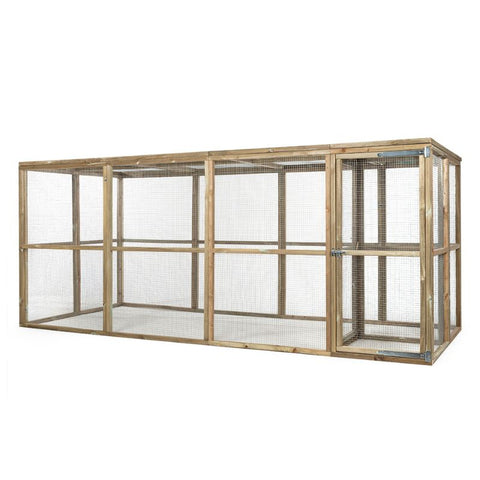 Houten kippenren Adam Glorenza met sluis - 448x179x183cm