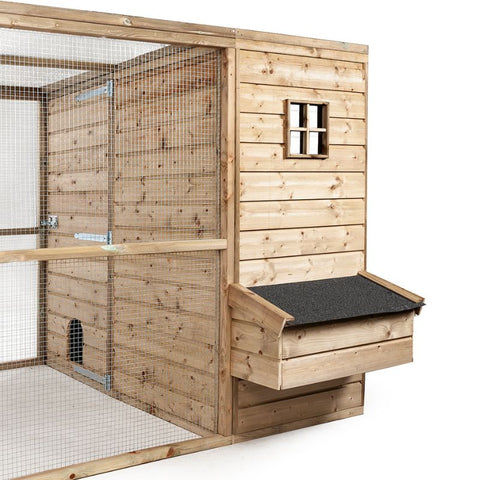 Houten kippenren Luuk Glorenza met groot nachthok en legnest - 327x179x183cm