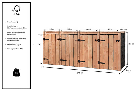 Container Ombouw Hout Volente 4 Containers - Kliko Ombouw Cato