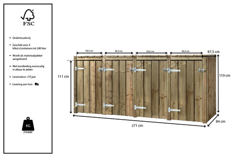 Container Ombouw Hout Volente 4 Containers - Kliko Ombouw Kees