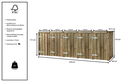 Container Ombouw Hout Volente - 5 Containers - Kliko Ombouw Arjan