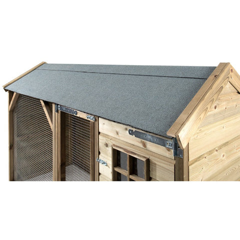 Konijnenhok_konijnenvilla_douglas_geimpregneerd_hout_zweeds_rabat_nachthok_ren_buitenren_duurzaam_onderhoudsvrij_voldux_marterproof_gaas_vlaamse_voorkant_ruimte_reus_overdekking_regen_levensduur_verdieping_veilig_opening_slaapplek_dak_materiaal_dichtbij_Lola