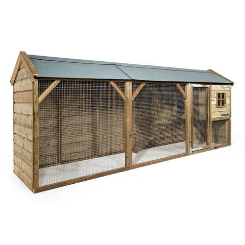 Konijnenhok_konijnenvilla_douglas_geimpregneerd_hout_zweeds_rabat_nachthok_ren_buitenren_duurzaam_onderhoudsvrij_voldux_marterproof_gaas_vlaamse_reus_voorkant_ruimte_Sanne