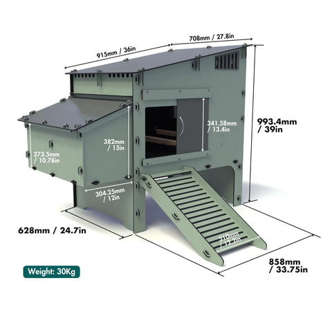 Nestera Kunststof Kippenhok Aspen: kippenhok voor 6 kippen - 122x121x99cm