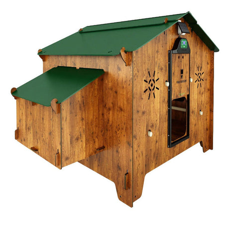 polly chalet kippenhok buiten met kippen