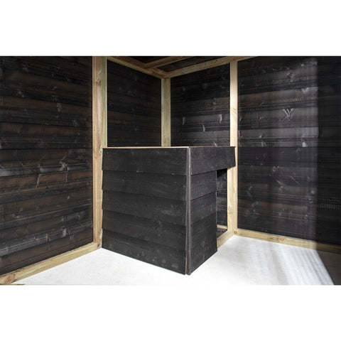 Hondenhok_kennel_douglas_geimpregneerd_hout_zweeds_rabat_nachthok_duurzaam_onderhoudsvrij_voldux_bordercollie_groot_ruimte_binnenkant_hok_Rex