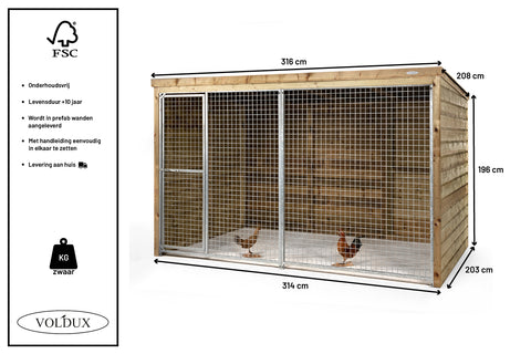Kippenren Bram Voldux - 316x208x196cm