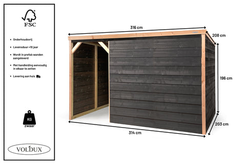 Schuilstal December voor dieren Voldux - 316x208x196cm