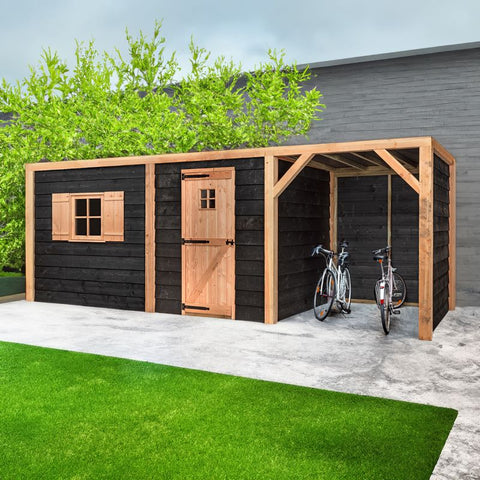 Kippenhok met Schuilstal en houten schuur Volente Jan - 564x196x208cm