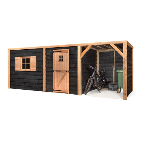 Kippenhok met Schuilstal en houten schuur Volente Jan - 564x196x208cm