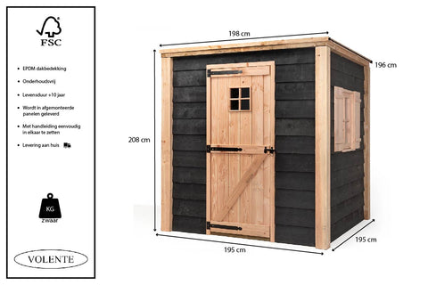 Kippenhok en Houten Schuur Overkapping Volente Kasper- 198x196x208cm