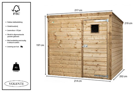 Kippenhok en Houten Schuur Volente Lucas - 217x210x197cm
