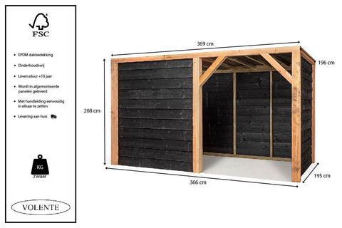 Schuilstal Bouwpakket Volente Floris - 369x196x208cm
