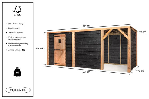 Kippenhok en Houten Schuur Overkapping Volente Tijn