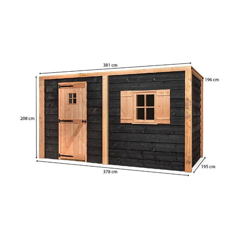 Kippenhok en Houten Schuur Bouwpakket Volente Willem - 381x196x208cm
