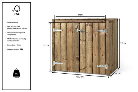 Container Ombouw Hout Volente 2 Containers - Kliko Ombouw Dubbel Walter