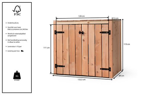 Container Ombouw Hout Volente 2 Containers - Kliko Ombouw - Dubbel Demi
