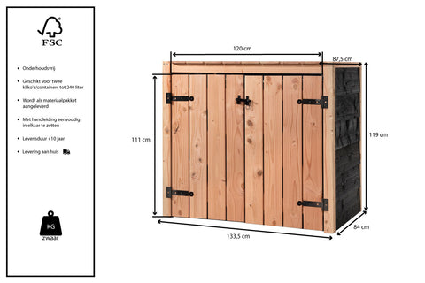Container Ombouw Hout  Volente 2 Containers - Kliko Ombouw - Dubbel Yente