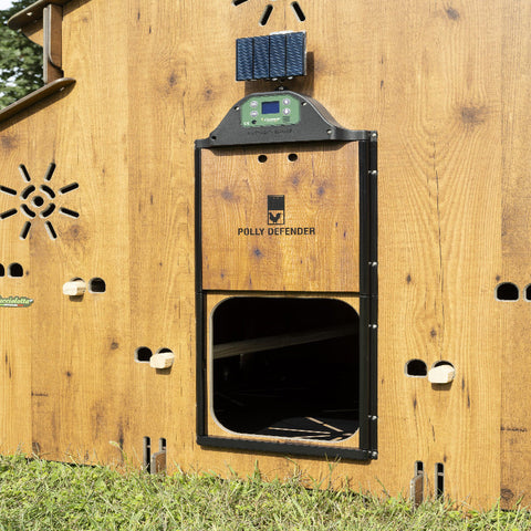 Automatische deuropener voor Polly defender kippenhok met zonnepaneel, duurzaam kunststof ontwerp kippenhok-deuropener voor cucciolotta hokken 