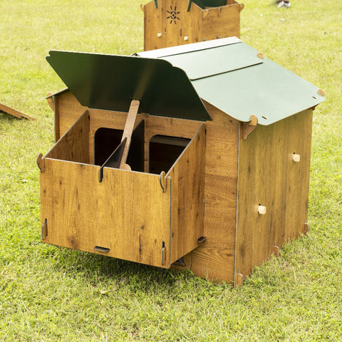 Cucciolotta kippenhok chalet L legbak opengeklapt 
