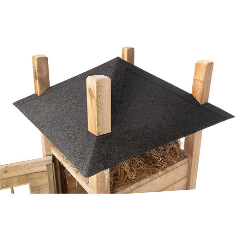 Hooiberg_konijnenhok_konijnenvilla_groot_geimpregneerd_hout_zweeds_rabat_nachthok_ren_buitenren_duurzaam_onderhoudsvrij_Glorenza_marterproof_gaas_vlaamse_reus_achtergrond_tuin_waterbestendig_regen_dakleer_hooiopslag_hooi_Sterre