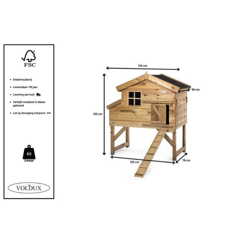 Kippenhok Jasper Voldux: afmetingen