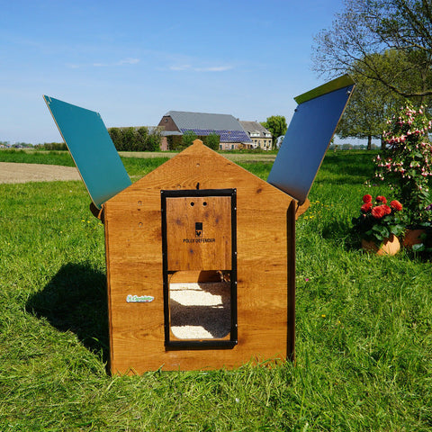 Kippenhok Polly Classic XL buiten voorkant dak opengeklapt