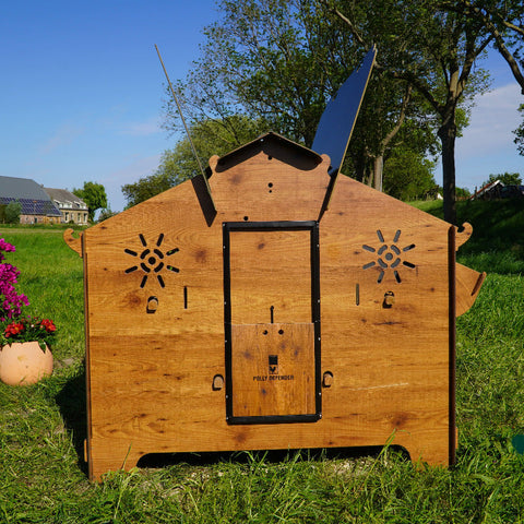 Cucciolotta Polly Farm Evolution  met automatische deuropener en legnest – duurzaam HPL, onderhoudsvrij en geschikt voor 10 tot 15 kippen.