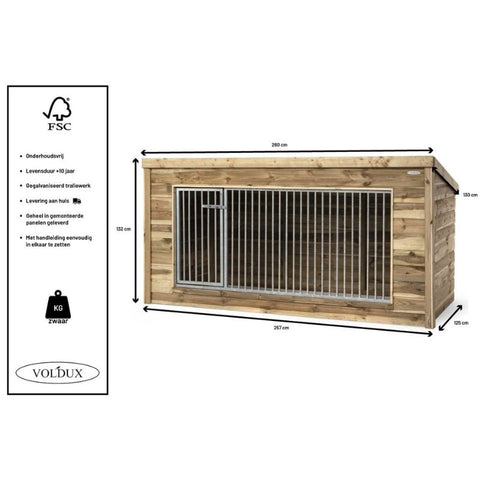 Hondenkennel Luna Voldux - 260x130x132cm