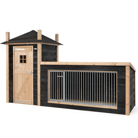 Hondenkennel Hooiberg Siem met Nachthok Voldux - 392x150x235cm