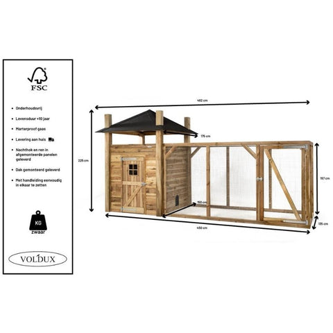 Konijnenhok Hooiberg Bouwpakket Loes XL Voldux - 462x175x225cm