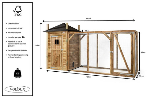 Konijnenhok Hooiberg Bouwpakket Eline XL Voldux - 437x150x235cm