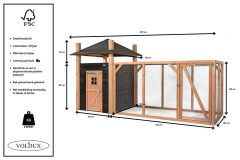 Kippenhok Hooiberg Bouwpakket Vera DELUXE - 507x215x300cm