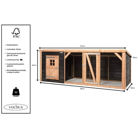 Konijnenhok Milan XL Voldux - 342x130x132cm