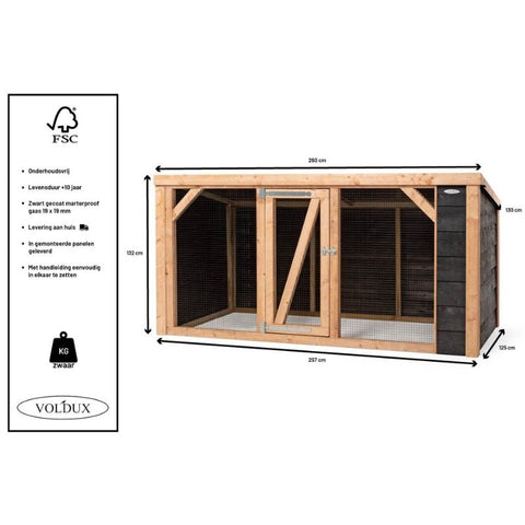 Konijnenren Milan Voldux - 260x130x132cm