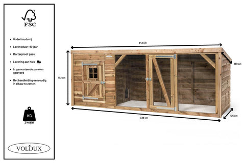 Kippenhok Britt XL Voldux- 342x130x132cm