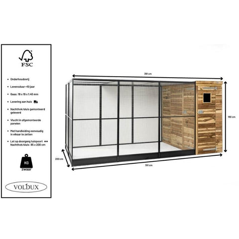 Volière R10 Voldux - 391x200x190cm