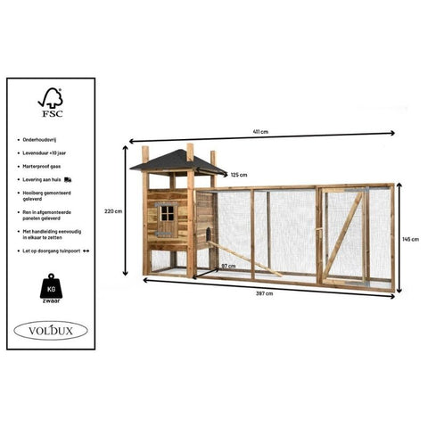 Konijnenhok Hooiberg Floor XL Voldux afmetingen