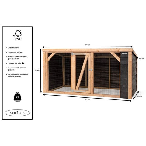 Kippenren Milan Voldux - 260x130x132cm